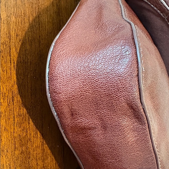 Fossil vintage Crossbody bag, leather smooth & pebbled flap/ pocket brass Hw EUC - Picture 16 of 17